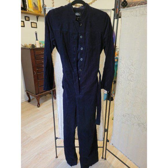 RTR Sz 38 US 6 A.P.C dark navy blue corduroy Justine jumpsuit 1 PC long sleeve - Picture 5 of 9